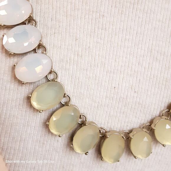Choker Bib Necklace With Faceted Oval Moonstones On Cable Chain Links - Picture 2 of 10
